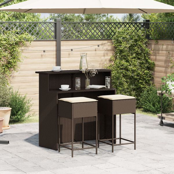 vidaXL Garden Bar Set Brown, Cream White