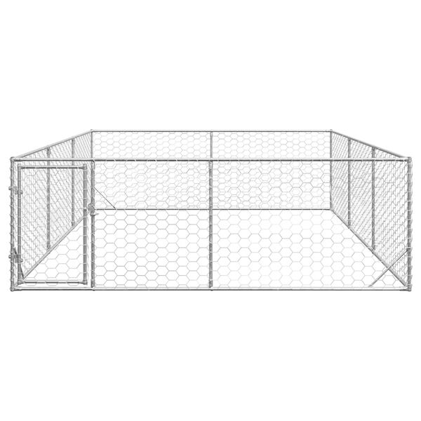 vidaXL Outdoor Dog Kennel Galvanized Steel Large Durable