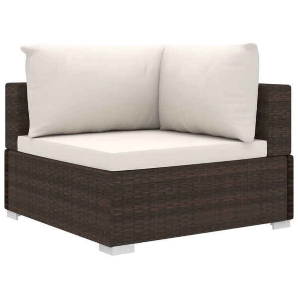 vidaXL 8 Piece Patio Lounge Set with Cushions Poly Rattan Brown