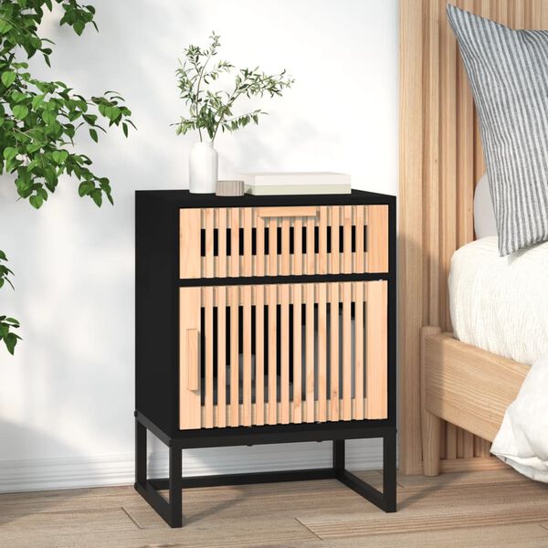vidaXL Bedside Cabinet Set of 2 Black Engineered wood, iron