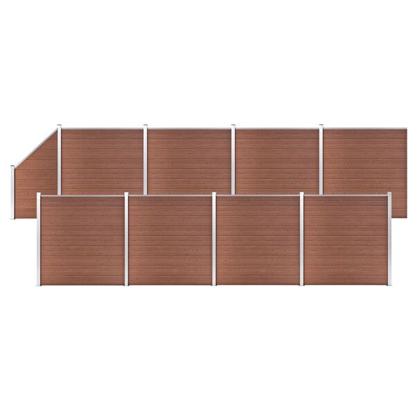 vidaXL WPC Fence Set 8 Square + 1 Slanted 584.3"x73.2" Brown