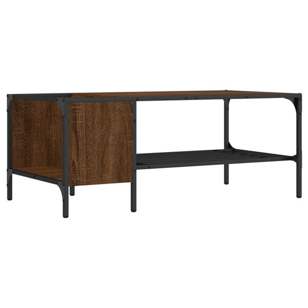vidaXL Coffee Table Brown Oak and Black Engineered Wood and Metal Medium