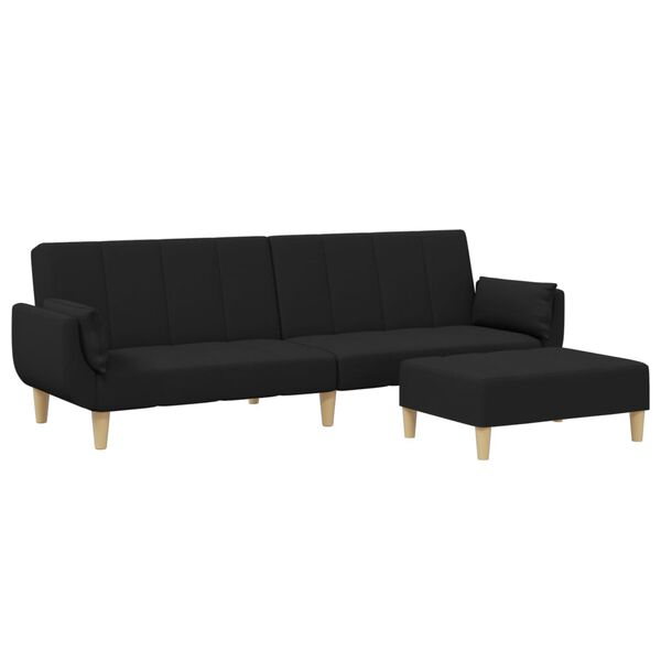 vidaXL Sofa Bed Black Polyester, Wood, Foam, Plastic 2-Seater
