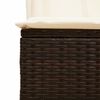 vidaXL Double Sun Lounger with Roof and Curtains Brown Poly Rattan