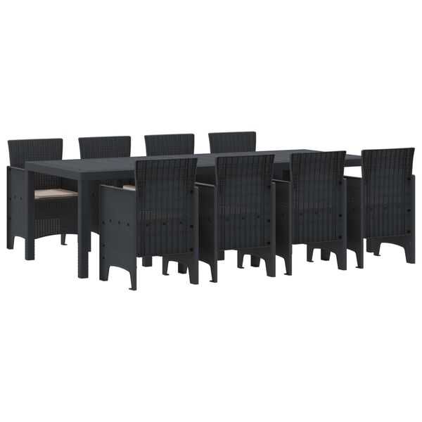 vidaXL Garden Dining Set 9 pcs Anthracite Polypropylene