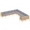 vidaXL Garden Lounge Set Grey Solid pinewood, fabric (100% polyester)