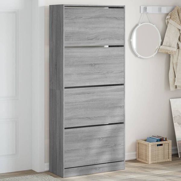 vidaXL Shoe Cabinet Gray Sonoma Engineered wood 31.5 x 13.4 x 73.8 in