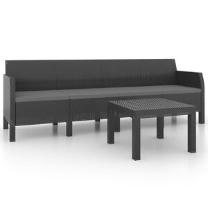 vidaXL Garden Lounge Set Anthracite Polypropylene with rattan look Large
