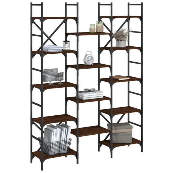 vidaXL Bookshelf Brown Oak Engineered wood and powder-coated steel Large
