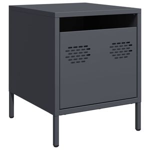 vidaXL Bedside Cabinet Anthracite Cold-Rolled Steel Compact