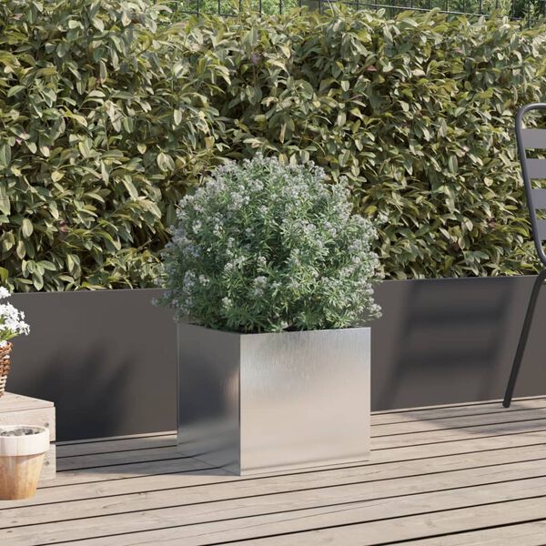 vidaXL Planter Silver Stainless Steel Good for small plants Tough