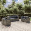 vidaXL Garden Lounge Set Grey PE rattan, powder-coated steel, polyester, PVC