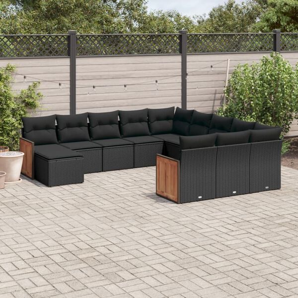 vidaXL Garden Sofa Set Black