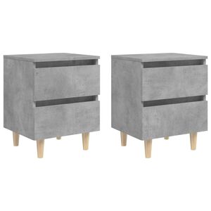 vidaXL Bed Cabinet Set of 2 Concrete Grey Engineered wood and solid pine