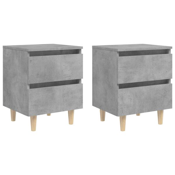 vidaXL Bed Cabinet Set of 2 Concrete Grey Engineered wood and solid pine