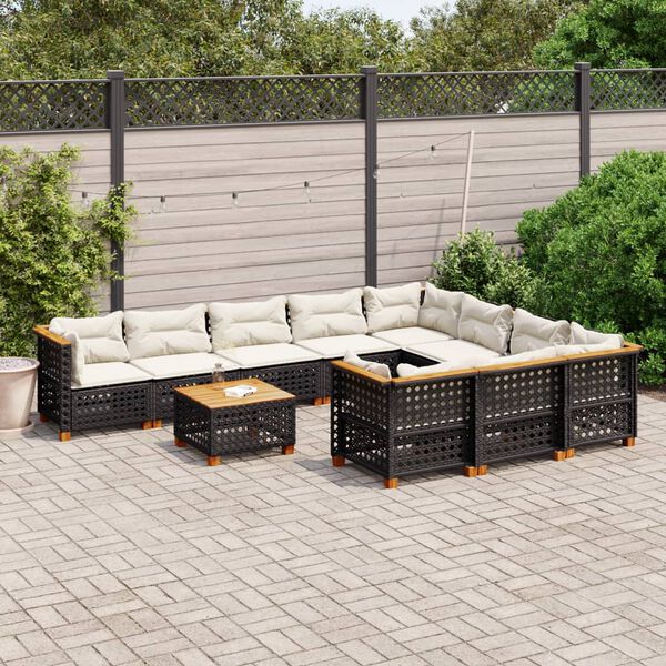 vidaXL Garden Sofa Set Black PE rattan Large Modular Garden Sofa Set