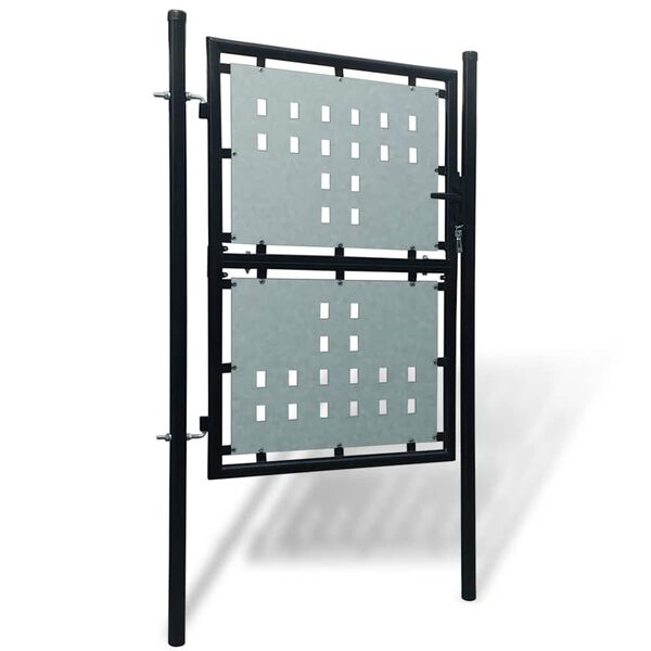 vidaXL Black Single Door Fence Gate 39.4x78.7"