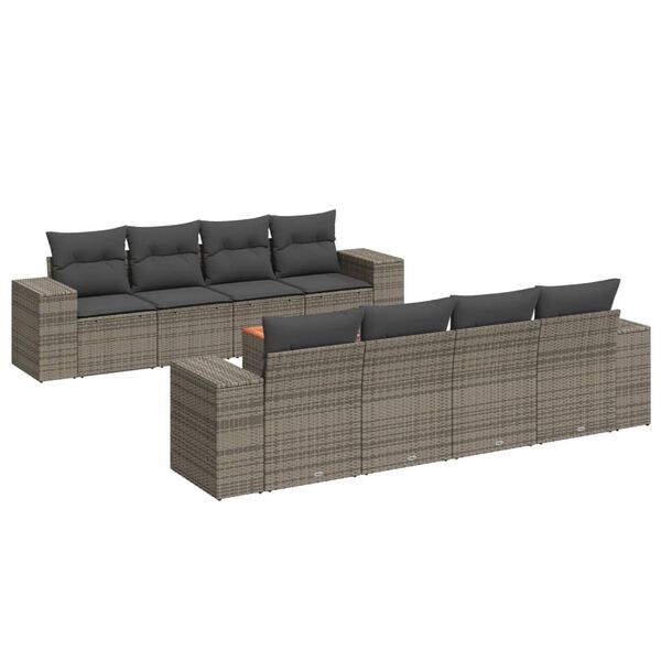 vidaXL Garden Sofa Set Gray PE Rattan Large Modular Garden Sofa Set