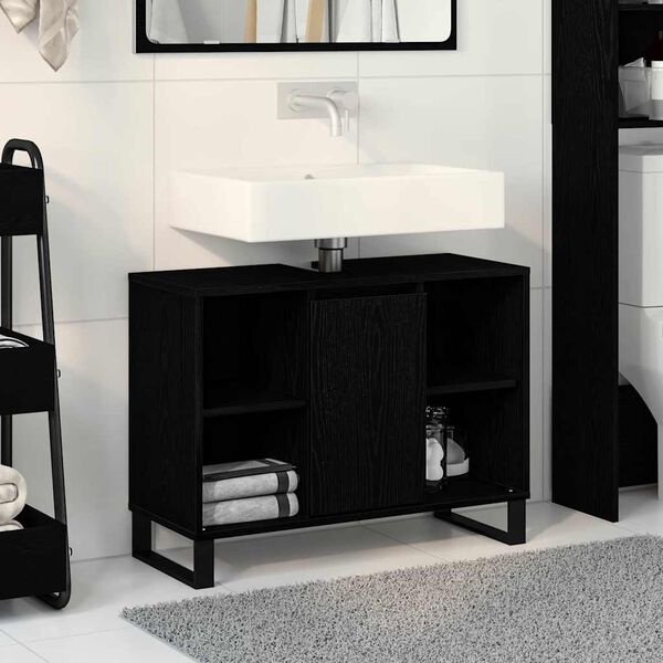 vidaXL Bathroom Cabinet Black 31.50 x 12.99 x 23.62 in Engineered Wood