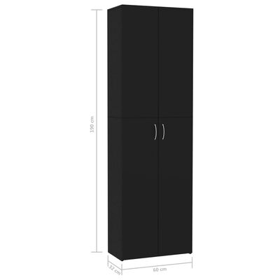 vidaXL Office Cabinet Black 23.6"x12.6"x74.8" Engineered Wood