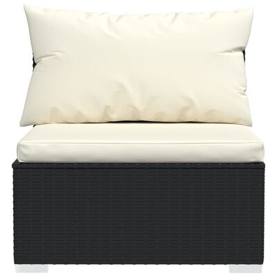 vidaXL 4 Seater Sofa with Cushions Black Poly Rattan