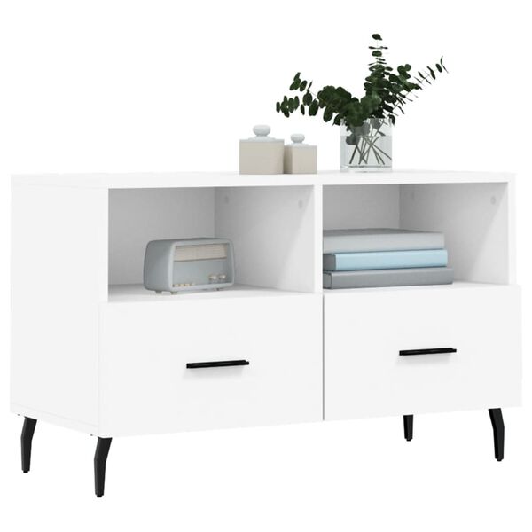 vidaXL TV Cabinet White Engineered wood, Metal Medium TV Cabinet