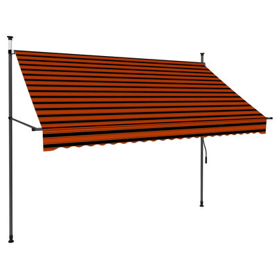 vidaXL Manual Retractable Awning with LED 98.4" Orange and Brown