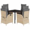 vidaXL 5 Piece Patio Dining Set with Cushions Beige Poly Rattan