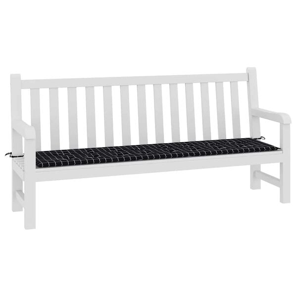 vidaXL Patio Bench Cushion Black Check Pattern 78.7x19.7x1.6" Fabric