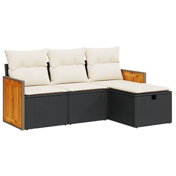 vidaXL Garden Sofa Set Black, Cream White