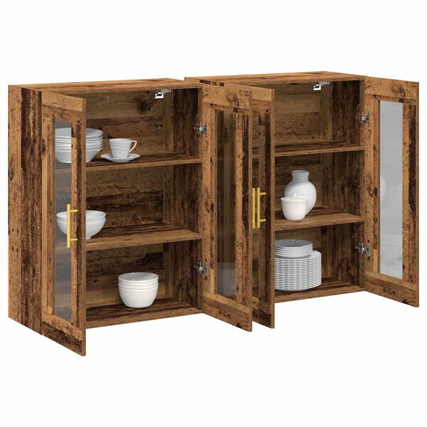 vidaXL Wall Cabinets 2 pcs Old Wood 27.36 x 13.39 x 35.43 in