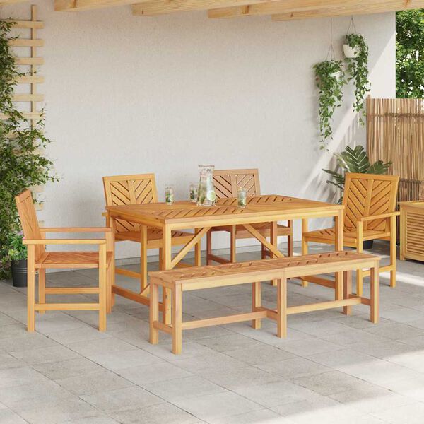 vidaXL Garden Dining Set 6 pcs Brown solid acacia wood