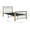 vidaXL Bed Frame Black and Light Oak Powder-coated metal, Solid oak wood