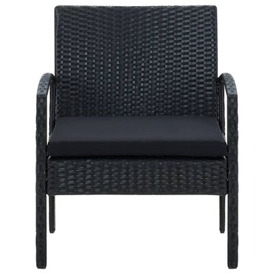 vidaXL Patio Chair with Cushion Poly Rattan Black