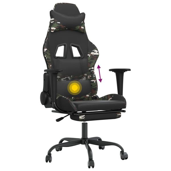 vidaXL Gaming Chair Black and camouflage Faux leather, metal, plywood