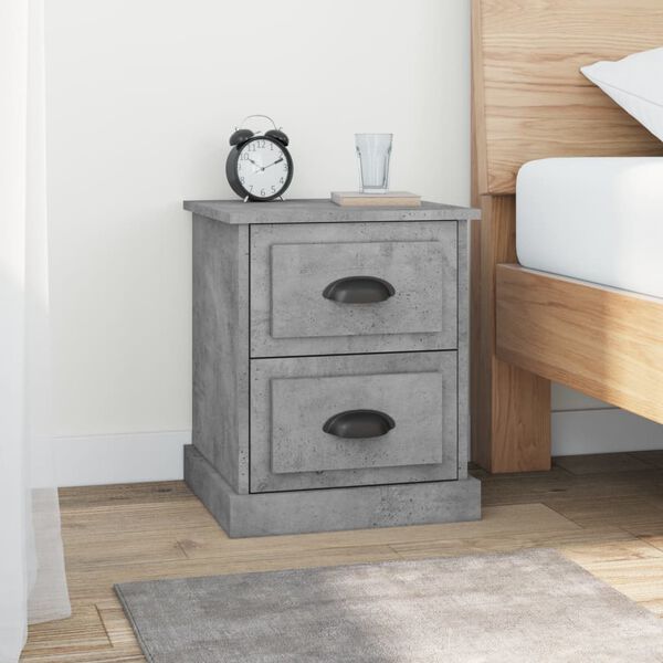 vidaXL Bedside Cabinet Set of 2 Concrete Grey Engineered Wood