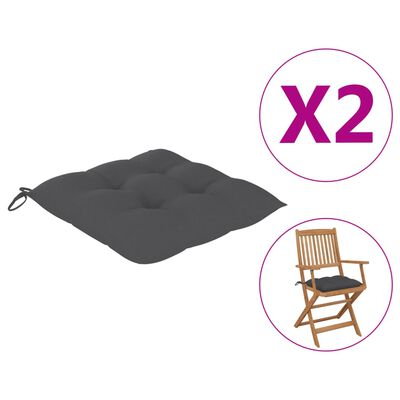 vidaXL Chair Cushions 2 pcs Anthracite 15.7"x15.7"x2.8" Fabric