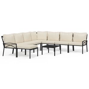 vidaXL Patio Lounge Set Black, Sand