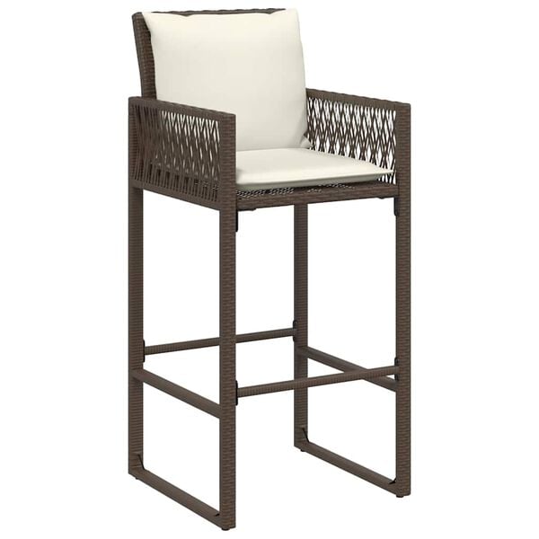 vidaXL Patio Bar Stool Brown PE rattan, Powder-coated steel Standard