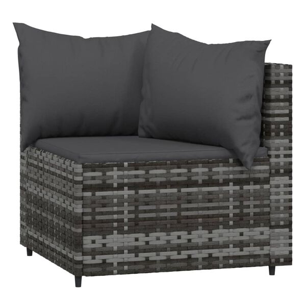 vidaXL Patio Lounge Set Set of 4 Gray PE rattan Medium Adjustable Feet
