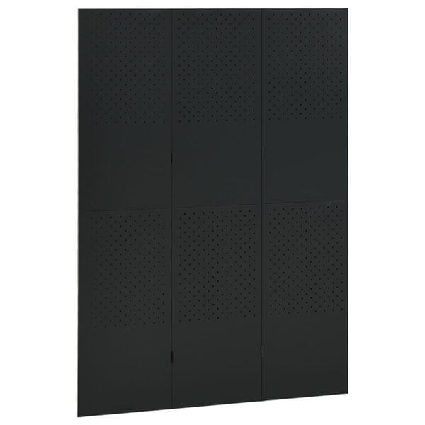 vidaXL 3-Panel Room Divider Black 47.2"x70.9" Steel
