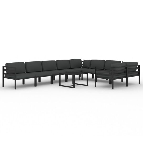 vidaXL 10 Piece Patio Lounge Set with Cushions Aluminum Anthracite