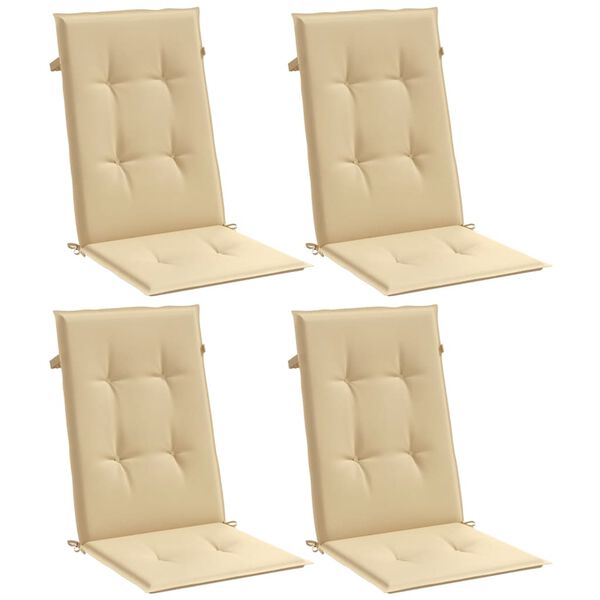 vidaXL Highback Chair Cushion Set of 4 Melange Beige 100% Polyester