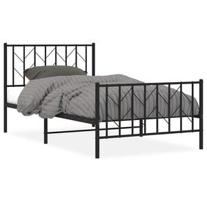 vidaXL Bed Frame Black Powder-Coated Steel 39.4 x 78.7 in Sturdy