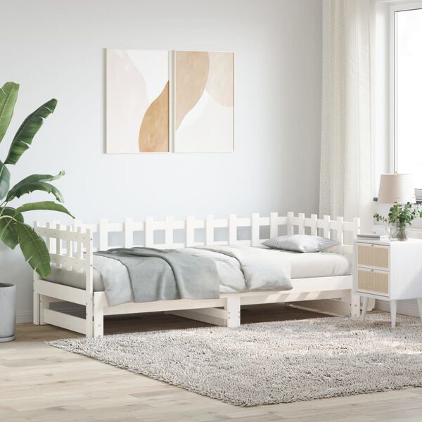 vidaXL Day Bed White Solid pine wood S