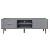 vidaXL TV Cabinet "MOLDE" Grey 62.2x15.7x19.3" Solid Wood Pine