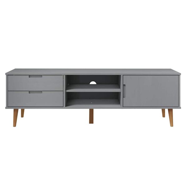 vidaXL TV Cabinet "MOLDE" Grey 62.2x15.7x19.3" Solid Wood Pine