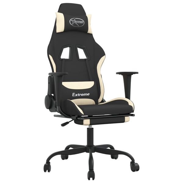 vidaXL Gaming Chair Black and Cream Fabric (100% polyester), metal, plywood