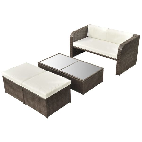 vidaXL Outdoor Furniture Set Brown, Cream White
