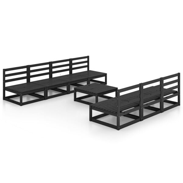 vidaXL Garden Lounge Set Black Solid pinewood Large Modular